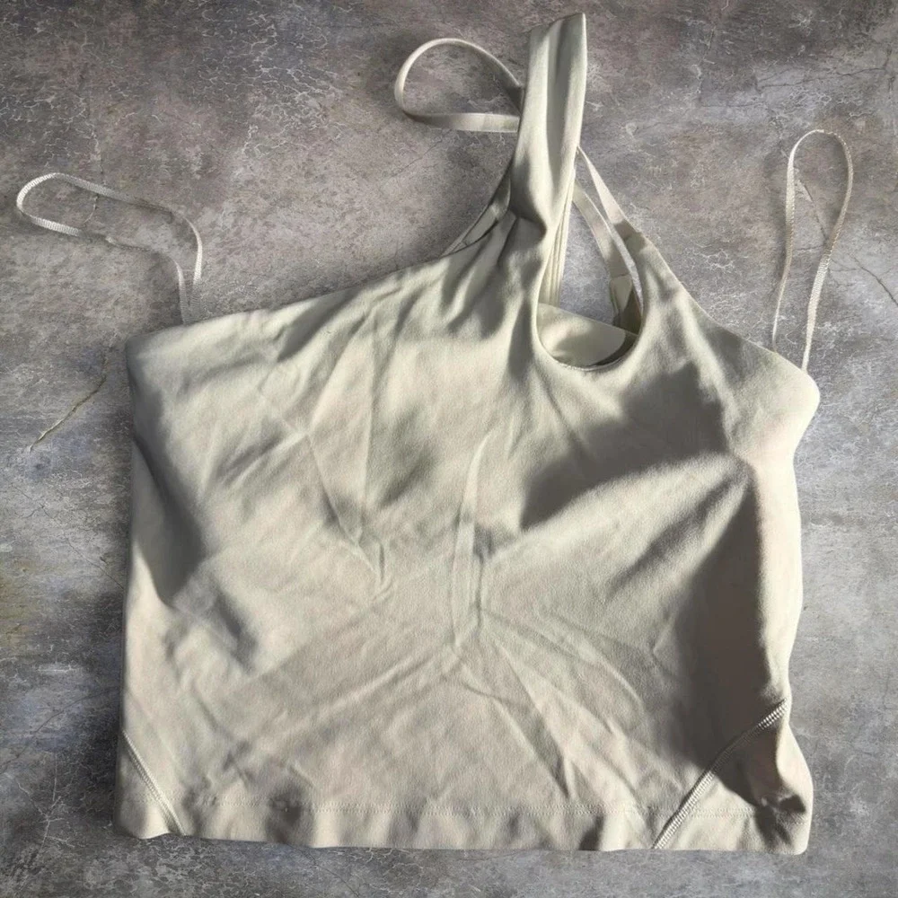 Lululemon White‎ One-Shoulder Asymmetrical Athletic Tank Top Women's Small S